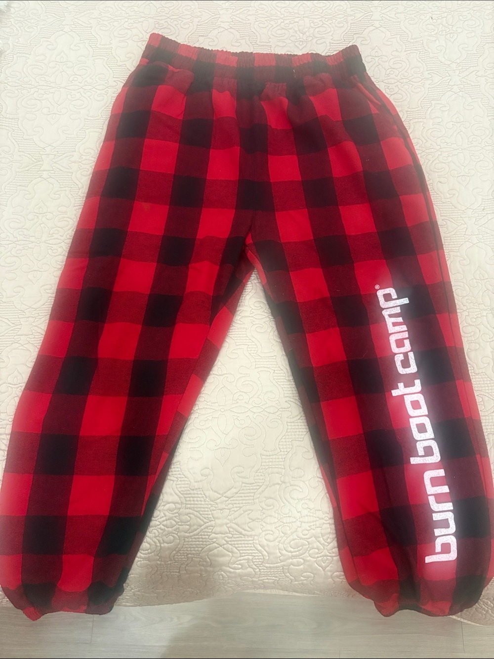 Burn Boot Camp. Flannel Jogger Pant/ Lounger: Red & Black  size Medium